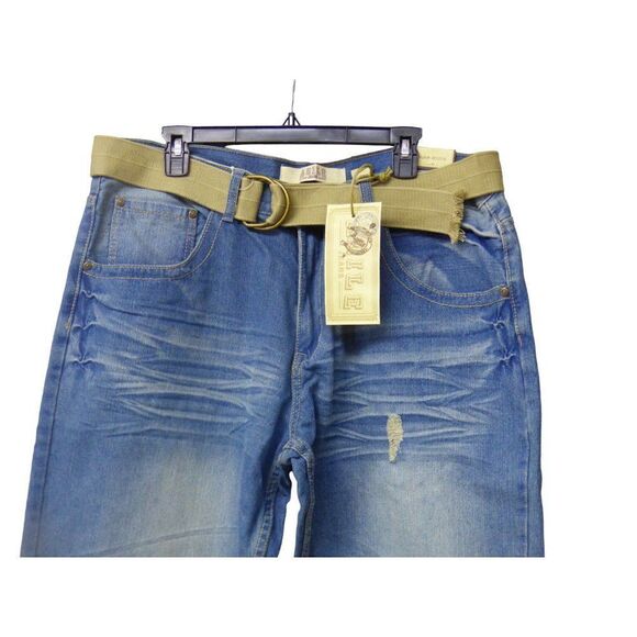 Agile Men’s Style AP23576 Straight Leg Belted Jeans, 33” inseam - Picture 3 of 13